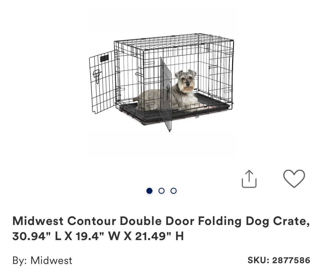Dog Crate 30” L x 19” W x 21” H