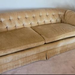 Hollywood Regency Gold Tufted Couch Sofa Henredon 
