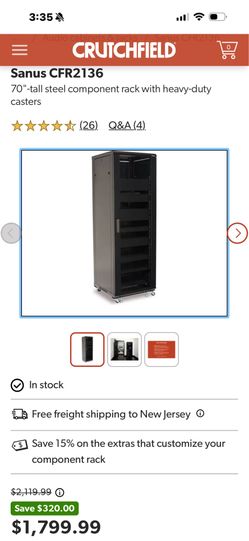 70” tall Steel components rack with heavy duty castors