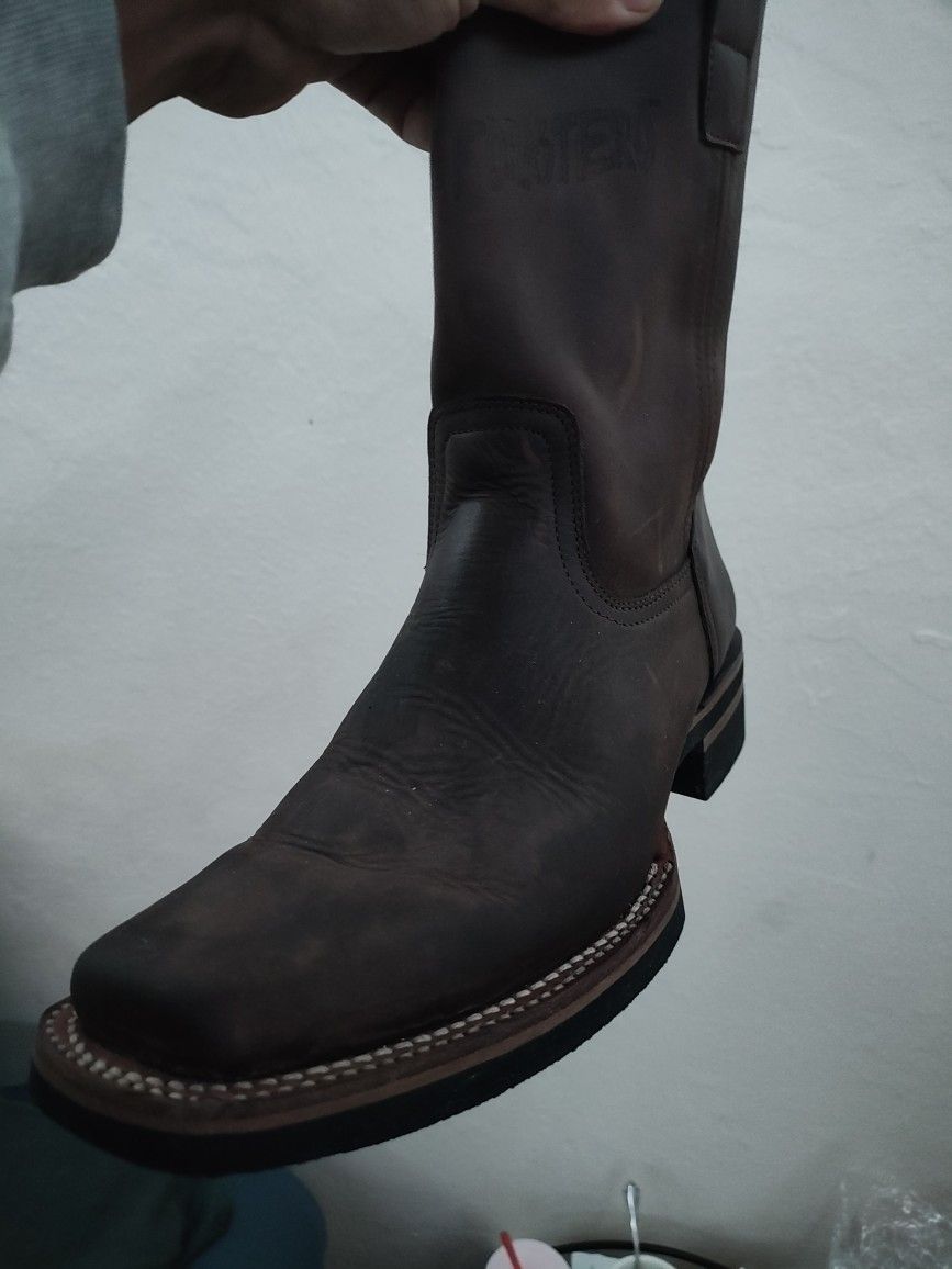 Real Leather Mens Cow Boy Boots