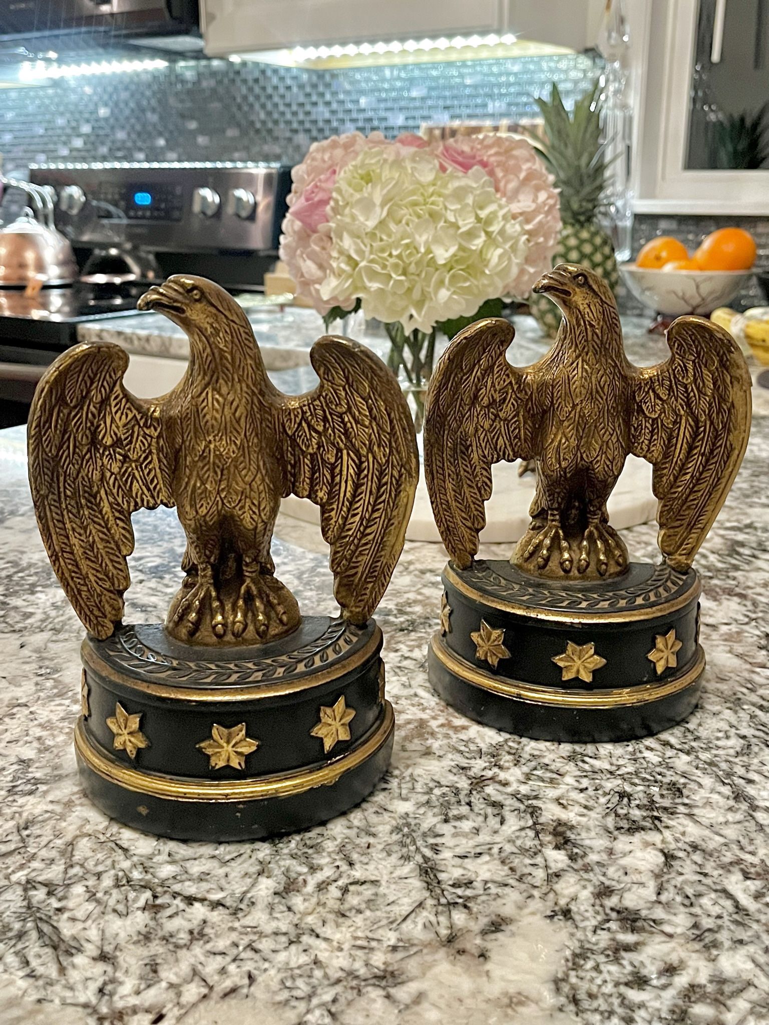 Pair of Rare Gilded Eagle Bookends by Borghese