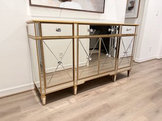 2 Mirrored Sideboard Buffet Cabinets Console Table