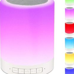Night Light Bluetooth Speaker Wireless Portable Smart Touch Control Bedside Table Lamp with Colorful Led, Best Gift for Teens Kids Children Students 
