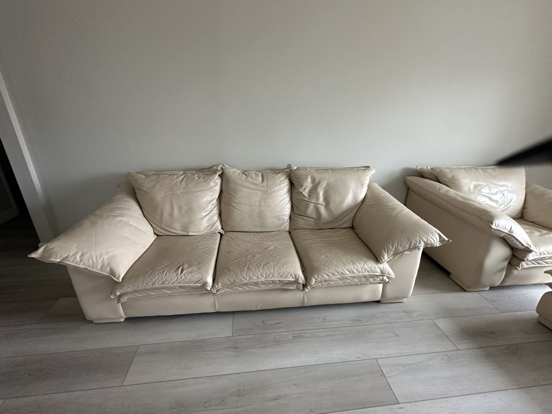 Leather Sofa, Chair And Ottoman 