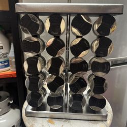Spice Rack With Labeled Glass Jars