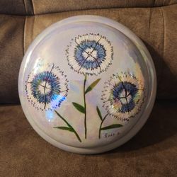 Vintage Ceramic McNees Mold 162 Dish Bowl With Flowers Pearlescent Signed