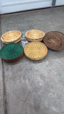 Wicker Rattan Paper Plate Holder Bojo Hawaiian Party Luau