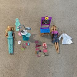 Barbie Dentist Set And Teacher/scientist Set