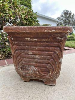 Massive Heavy Vintage Terracotta Planter Ornate Mediterranean Garden Pot Jardinière Indoor Outdoor