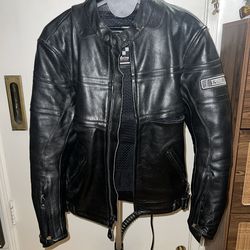 Men’s First Racing Black Motorcycle Leather Jacket With Leather Gloves