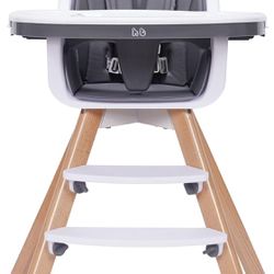 Baby High Chair with Double Removable Tray for Baby/Infants/Toddlers, 3-in-1 Wooden