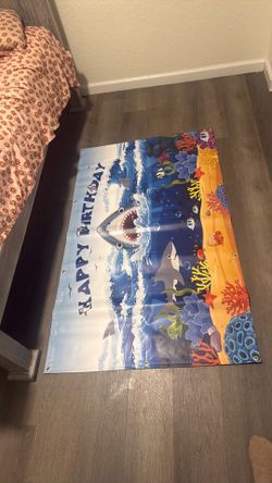 Scrim Vinyl happy birthday shark banner