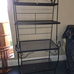 Black Metal Bakers Rack Coffee Station