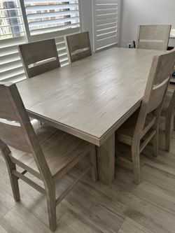 76” Dining Table with 6 Chairs – Modern Farmhouse Style