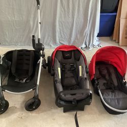 3 Piece Even Flo Pivot Stroller And Car Seat