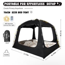 Bed Tent Bed Canopy Breathable 100% for Adult and Kids Light Reduction Sleeping Dream Tents Indoor Portable Big Space  4 Doors Twin