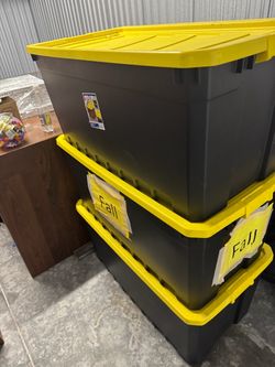3 full bins of vintage of vintage decorations
