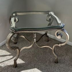 Glass  Top And Metal Base Coffee Table 