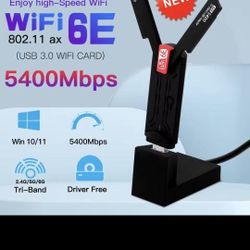 WiFi6E AX5400 USB 3.0 Wireless Adapter 2.4GHz/ 5GHz/6GHz Wi-Fi Booster With High Gain Antenne For PC/Laptop Win10/11 Driver Free