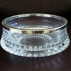 Gorham Full Lead Crystal Bowl With Gold Trim. Measures: 7” Diameter And 3” Height. New In Open Box (Box is a little worn from storage).