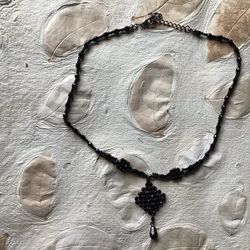 Black Choker Beaded Necklace