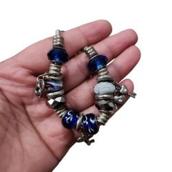 20 Pieces Silver Toned Charms Blue Charms Dangling Charms