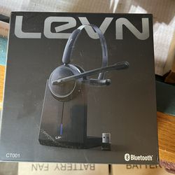 LEVN Wireless Headset for Work, Bluetooth Headset with Noise Canceling Microphone, 65 Hours Woktime & Mute Button, Wireless Headset with Charging Base