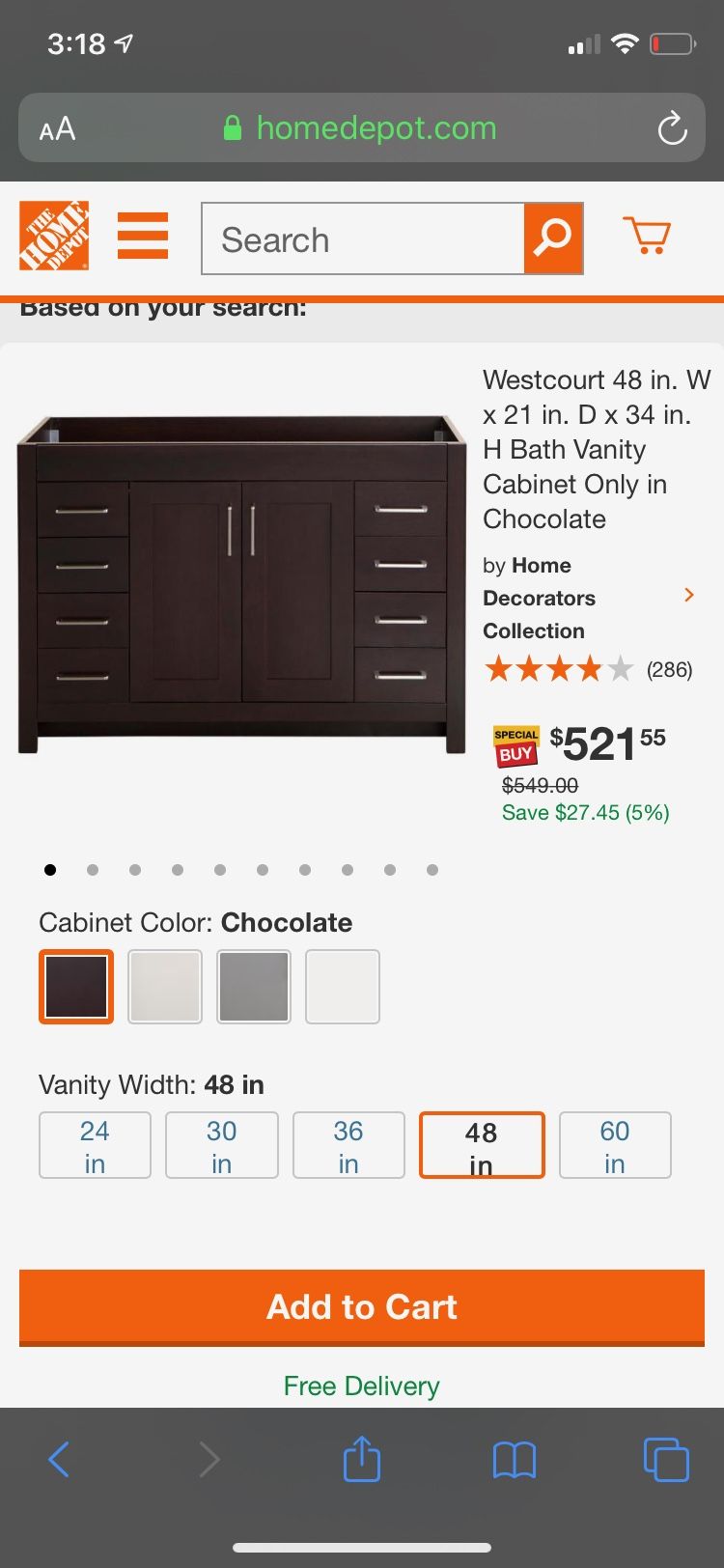 Westcourt 48 inch bathroom vanity