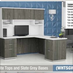 L Shaped Desk With Cadenza And Pedestals 