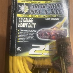 U.S. Wire Arctic/Tropic 25 Foot Extension Cord w/ 3 Outlets (12-Gauge)