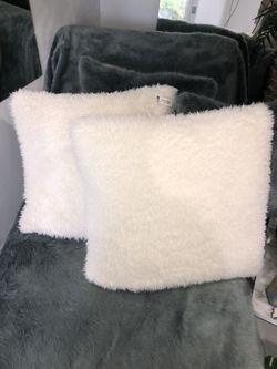 2 Large Sherpa Pillows 24by24inches  Both For $40