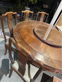 Round wood table and chairs