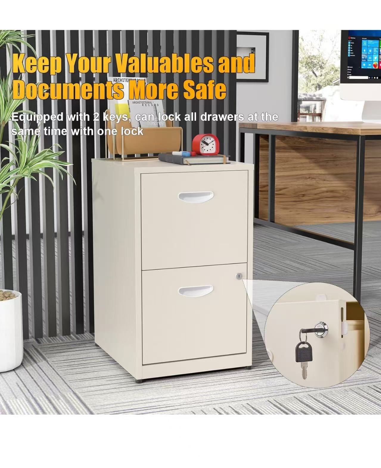 Filing Cabinet 2 Drawer with Lock