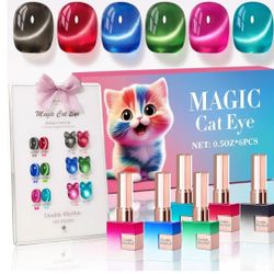 Double Rhythm Cat Eye Gel Nail Polish Set of 6 Same Color Same Bottle 0.5 Oz