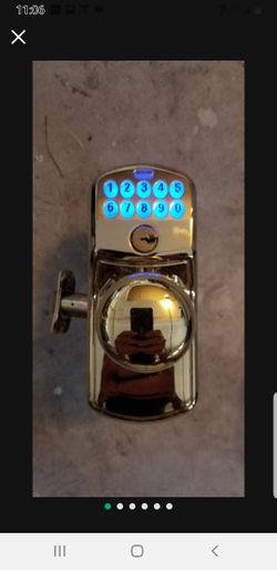Used Schlage Fe575 Ply 505 Ply Plymouth Keypad Entry With Auto-Lock And Plymouth Knobs, Bright Brass LIFETIME GUARANTEE FROM MFG