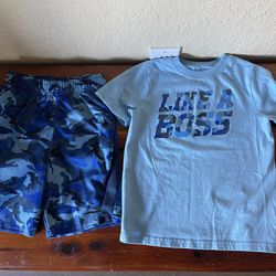 Garanimals Blue Camoflauge Like A Boss Outfit T-Shirt and Shorts Size 5T