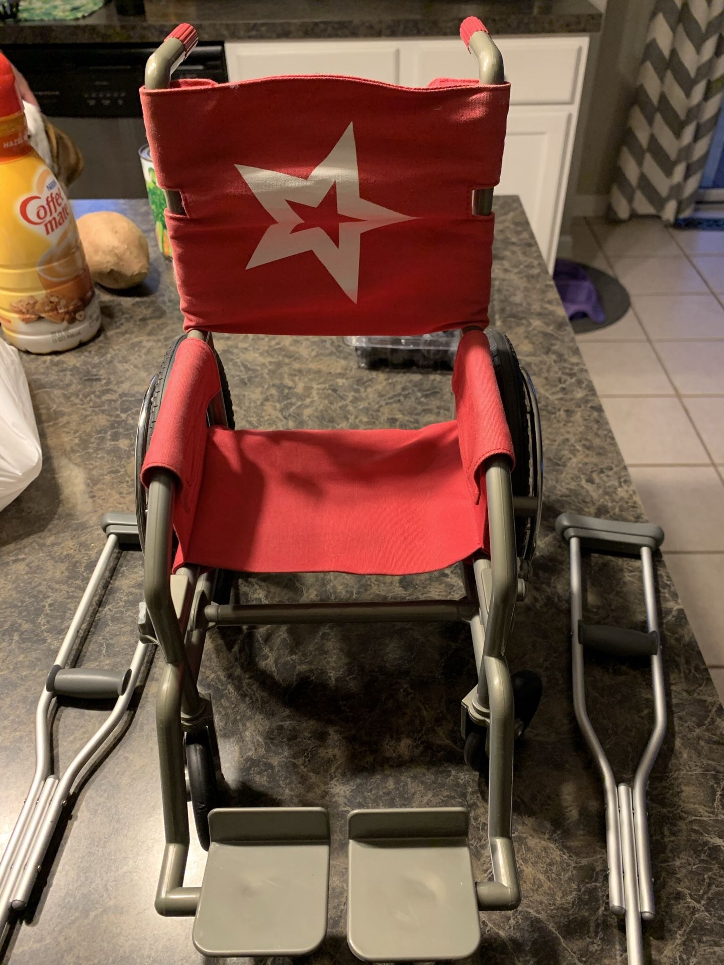 American Girl Doll wheelchair and crutches