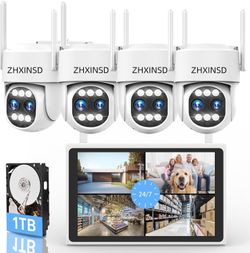 4K Wireless Security Camera System-Dual Lens 10X Zoom,2.4G/5G PTZ Outdoor Camera
