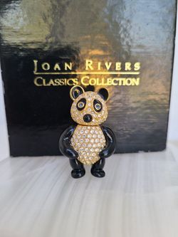 Joan Rivers Collection Gold Tone Rhinestone Panda Bear Articulated