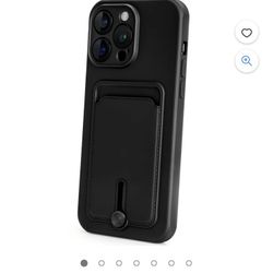 Phone Case for iPhone 14 Pro Max Case with Card Holder-Black
