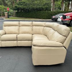🛋️ Sectional Sofa/Couch - Manual Recliners - Beige - Leather - Delivery Available 🚛