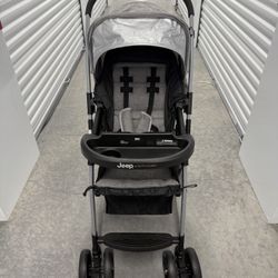 New Delta Children Jeep Reversible Handle Stroller Gray Tweed Collapsible
