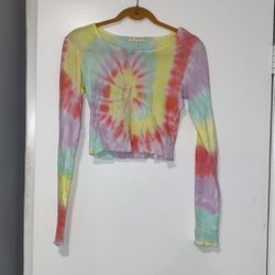 Truly Madly Deeply - Long Sleeve Crop Tie-Dye Crew Top