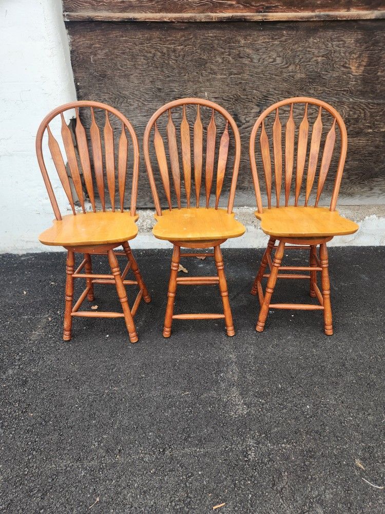 Three (3) Arched Wooden Stools 