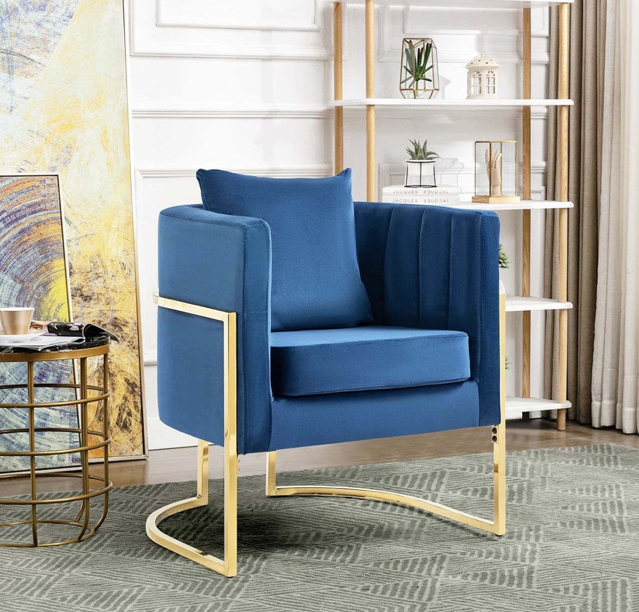Modern Velvet Barrel Armchair Mid Century Chair for Living Room, Bedroom, Single Sofa