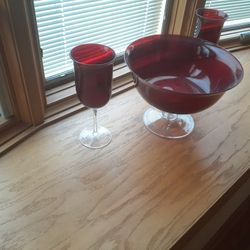 Set Of 3  ( Retired ) PartyLite Ruby Glass