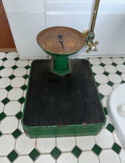 Vintage Green Cast Iron Bathroom Scale
