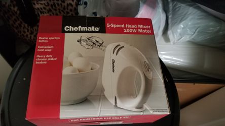 Brand new Chefmate hand mixer for $10, and coffee maker $15.
