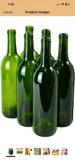 750ml Champagne Green Wine Bottles (Pack of 6) | W5 Green Bordeaux Liquor Bottles,