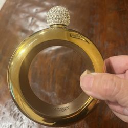 Gold Bracelet Flask With Rhinestones… Opening 2.5” Bracelet 5” Height By 4” Wide… $35